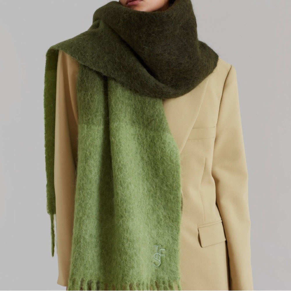 Frankie Shop Olive and Dark Green Scarf